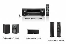 Denon AVR-X580BT Home cinema 5.1 bundle Polk Audio T50 BK, Polk Audio T15 BK, Polk Audio T30C BK